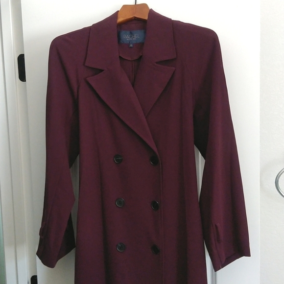Rachel Roy long double-breasted trench coat/jacket in Aubergine. Size XL - Picture 6 of 11